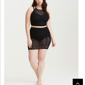 Torrid Black Crochet Halter Bikini Top NWT sz 2